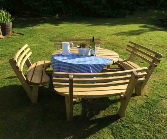 circular picnic table with back rests