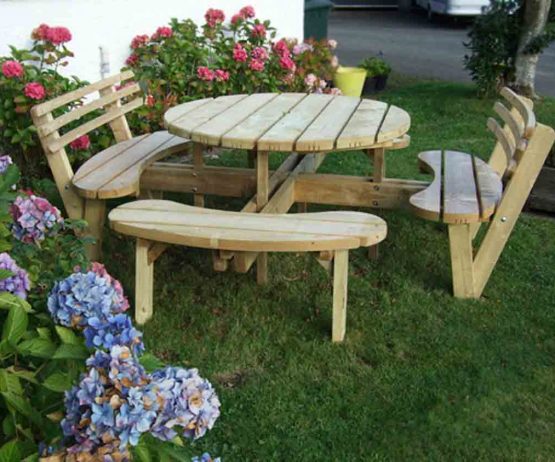 Circular Picnic Table with 2 Back Rests